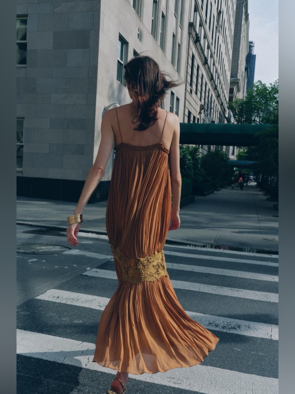 Zara  Wrinkled Embroidered Dress - Picture 9 of 15